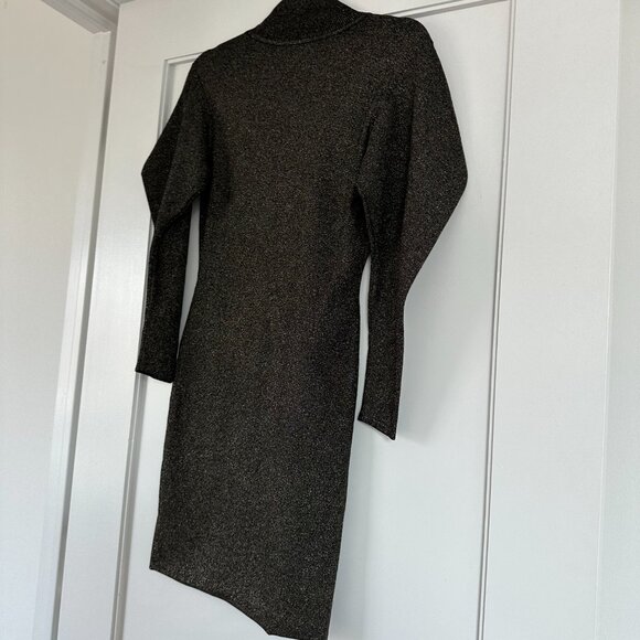 A.L.C. Samuel Lurex Turtleneck Mini Dress Sz Small in Black Mid-weight Knit - Picture 7 of 8